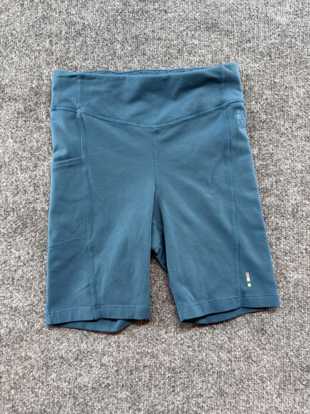 Smartwool Biker Shorts Womens XS Blue Merino Wool Lined 5 Inseam Running Gym